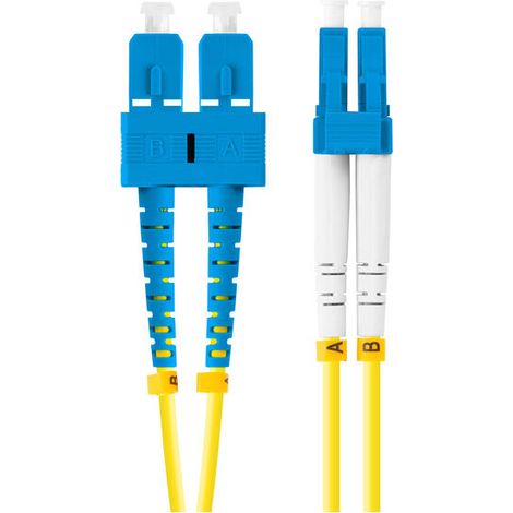 Cable de conexión de fibra óptica Lanberg SM SC/UPC-LC/UPC DUPLEX de 3,0 mm LSZH G657A1, 1 m, color amarillo (1/3)