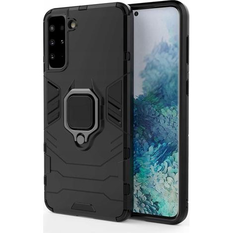 Coque arrière Ring Armor pour Samsung Galaxy S21, noire, avec verre trempé (1/5)
