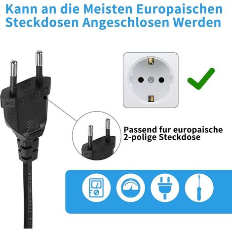 Euro-Stecker auf Dual-C7-Stromverlängerungskabel, Typ-C-Euro-Stecker auf C7-Y-Buchse-Euro-Stromkabel für Kleingeräte, Euro 8 Fernseher, Blu-ray-Player, Haushaltsgeräte, Netzteile, 40 cm (1/5)