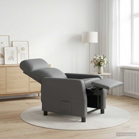 vidaXL Recliner Gris Cuero sintético (1/5)