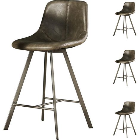 Lot de 4 chaises de bar 47x51x94 cm en PU taupe