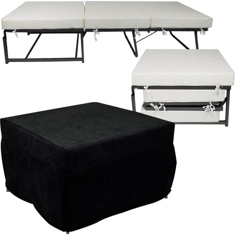 Pouf Letto Brandina con Materasso Pieghevole 78x78x47 cm Avalli Contract Nero (1/5)