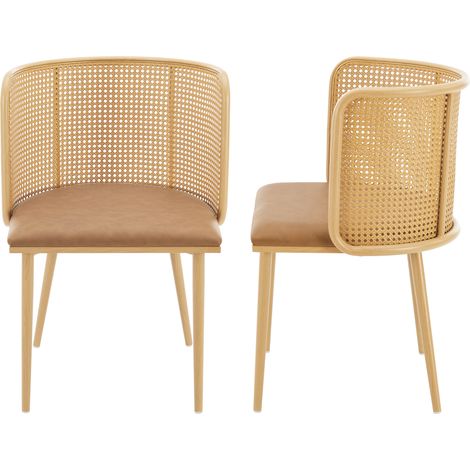 Esszimmerstuhl Flen 2er Set Braun/Holzoptik [en.casa]