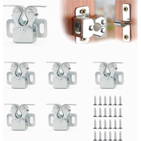 Möbelriegel, 6 Stück Doppelrollenriegel für Schranktüren, Küchenschränke und Fenstertüren (1/5)