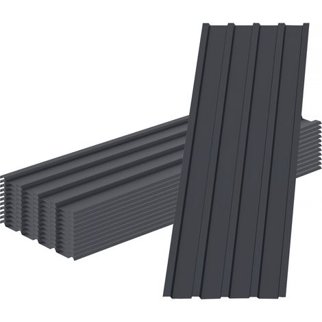 Habitat Et Jardin – Lot de 12 tôles de bardage en acier galvanisé nervuré 129 x 42 cm – Épaisseur 0,25 mm – Résistance aux intempéries – 120 vis fournies (1/4)
