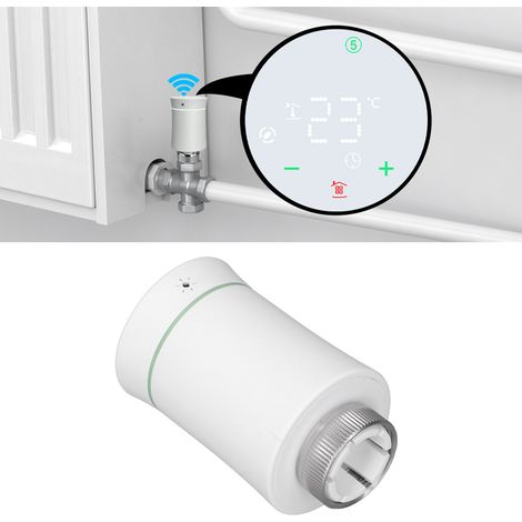 Tuya Smart Thermostat-Heizkörperventil mit Zigbee-Steuerung und App, Temperaturregelung, Energiesparfunktion, Wochenprogrammierung, weißes ABS, 1 Ventil (1/5)