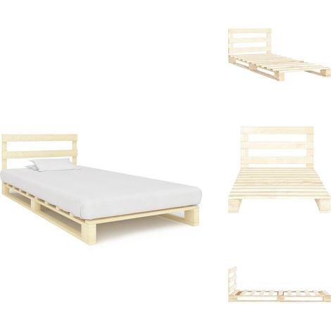 Cadre de lit de palette sans matelas 90x200 cm bois pin massif - Cadre De Lit - Lit Plateforme - Lit En Bois - Lit Double - Meuble Chambre (1/5)