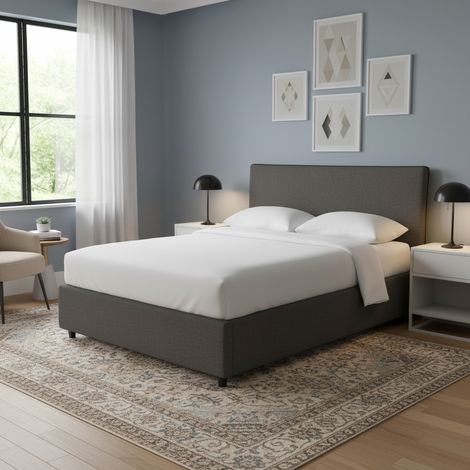 Letto Singolo Louth, Sfoderabile, Contenitore Made in Italy, Grigio Tortora (1/5)