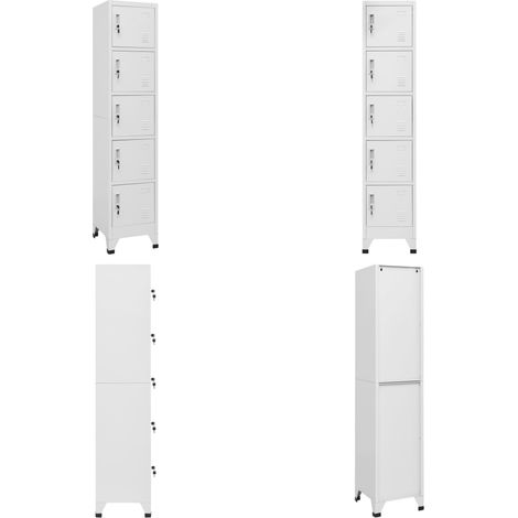 Armoire à casiers Blanc 38x40x180 cm Acier - Armoire À Casiers - Meuble De Rangement - Armoire Métallique - Armoire Scolaire - Armoire De Bureau - Home & Living