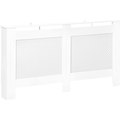 Cache-radiateur en MDF à lattes pour salon, chambre ou couloir, 151,5 x 19 x 82 cm, blanc (1/5)