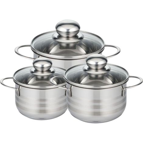 Lot de 3 faitouts 12, 14 et 16 cm en acier inoxydable sans PFAS Elo Brillant