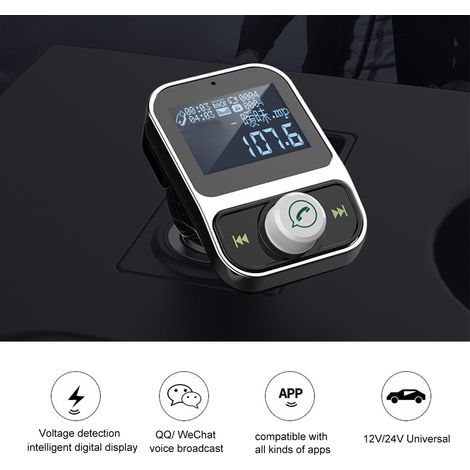 MP3-Empfänger mit USB-Anschluss, Zigarettenanzünder, Bluetooth, Autoladegerät und LCD-Bildschirm (HY88 Ruthenium) (1/5)