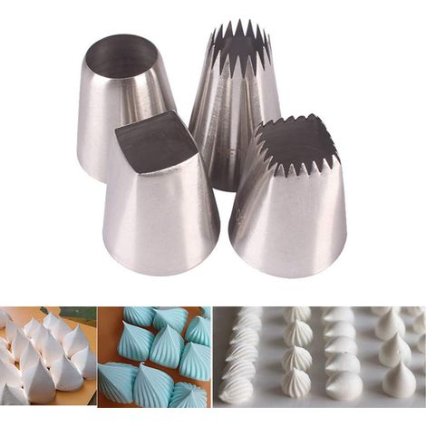 Ensemble de 4 douilles à pâtisserie en acier inoxydable – Douilles variées pour la décoration de gâteaux, pâtisseries et fondant