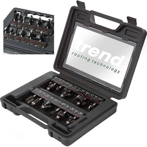 Trend SET/SS8X8MMTC 8mm Shank Router Bits TCT 12 Piece Cutter Set Cased