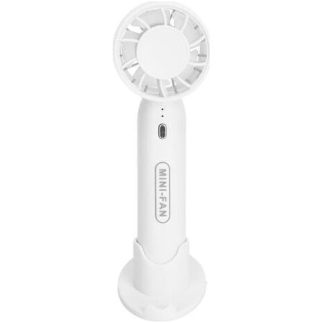 Ventilateur rechargeable avec support, 3 vitesses, silencieux, portable, idéal pour les étudiants (blanc) (1/5)