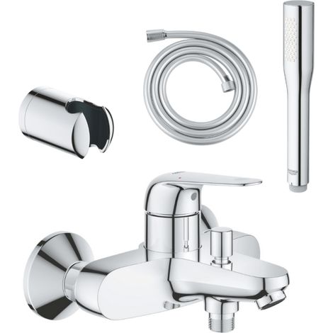 Pack mezclador mecánico GROHE Swift + teleducha GROHE Vitalio Comfort 110 2 jets + flexo 1750 mm y soporte