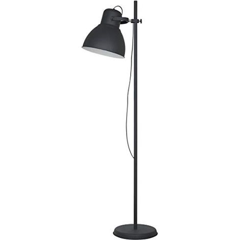 Lampada da terra in metallo nero con 1 faretto e altezza regolabile (1/3)
