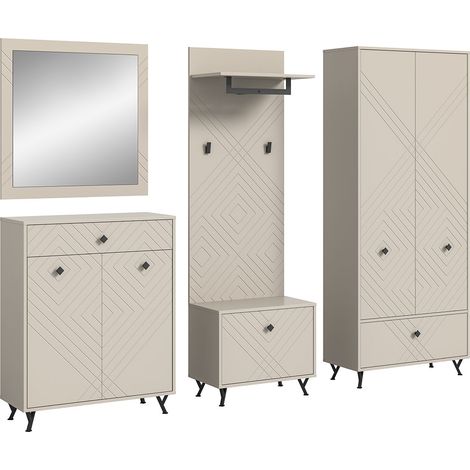 Notes Garderobenmöbel Set matt beige.