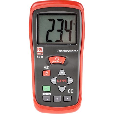 Thermomètre numérique RS PRO RS41, 1 voie de mesure pour K ( Prix pour 1 ) (1/4)