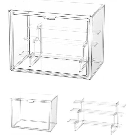 Showcase Plexiglas Box, Acryl Showcase, Sammlervitrine mit Tür, Für Minifiguren, Figuren Kleine, Action Figuren Spielzeug, Modellautos, Sammelfiguren (36 x 23 x 27 cm) (1/5)
