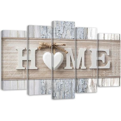 Stampa su tela 5 parti, Iscrizione a casa in stile scandinavo - 200x100 (1/4)