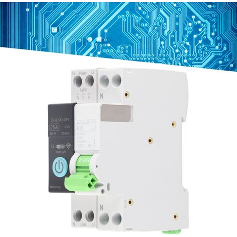 Disjoncteur miniature intelligent WiFi TONGOU 1P+N 25A avec compteur 230V, télécommande, pour maison connectée (1/5)