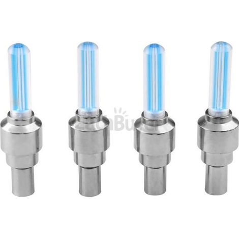 4 X Bouchon De Valve Lumineux LED Bleu Pour Vélo Moto Voiture Scooter (1/3)