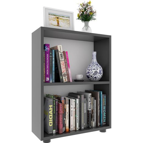 VCM Scaffale in legno in stand Libreria salvaspazio Dimensioni ca. A. 72 x L. 55 x T. 20 cm Stoccaggio elegante Mensola – Bulas 2 scomparti (antracite) (1/2)