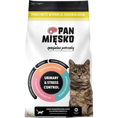 Croquettes pour chat Pan Mięsko Contrôle urinaire et stress 3 kg
