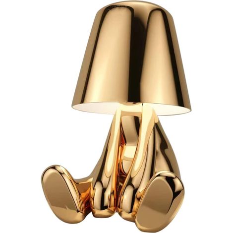 Lampe De Chevet À Commande Tactile, Ornements Décoratifs De Luxe en Forme d'homme Doré, Veilleuse Moderne À Intensité Variable (1/5)