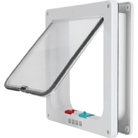 Porte de sécurité pour chat avec clapet anti-retour, barrière en plastique pour petits animaux de compagnie, blanc, taille M (1/5)