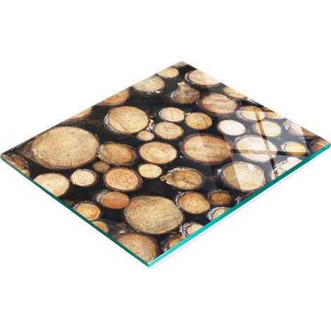 Tabla de cortar decorativa para cocina con dise帽o de troncos de vidrio templado, 60x52 cm.