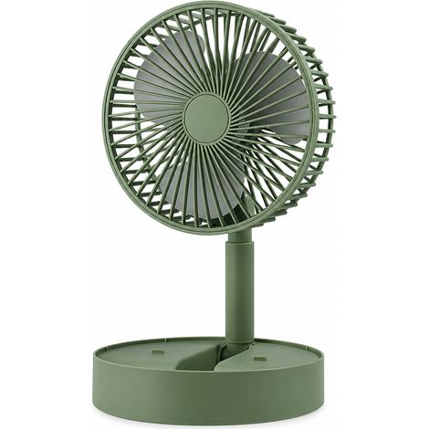 Ventilatore portatile USB pieghevole e telescopico 3 velocità verde chiaro (1/5)