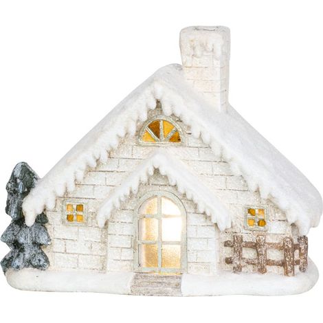 Dekoration MagicHome Weihnachten, Haus mit Schornstein, Keramik, 3xAA, 40 cm, LED (1/2)