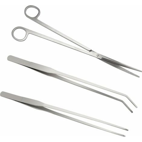 Ensemble d'outils 3 en 1 : spatule en acier inoxydable, pince à épiler pour aquarium, ciseaux pour plantes d'aquarium. (1/5)