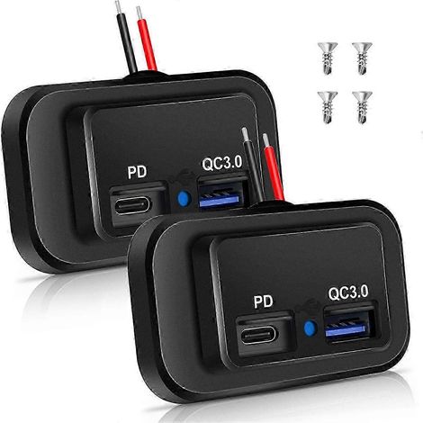 Prise USB 12 V/24 V pour camping-car, double port USB-C PD3.0 et port USB-A à charge rapide QC3.0, montage sur panneau, prise USB pour voiture (1/5)