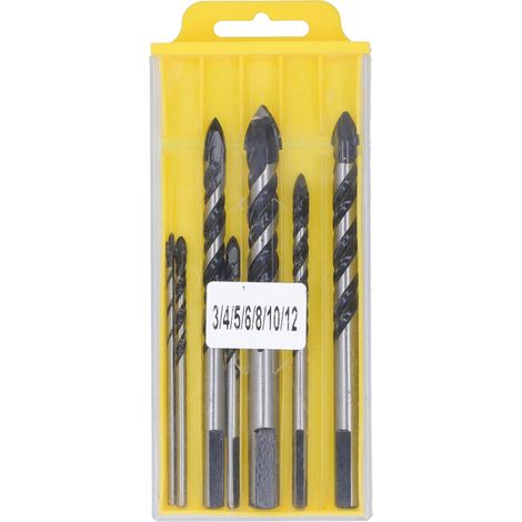 Foret à carrelet carbure cémenté pour carrelage et verre, kit de 7 pièces avec simple et double rainure (1/5)