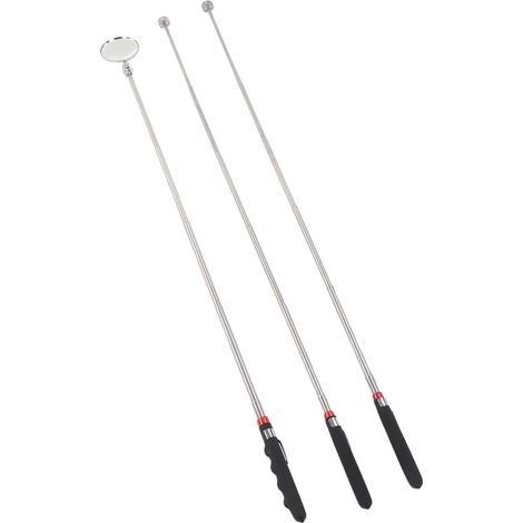 Outil de ramassage magnétique 3 pièces, miroir télescopique, poignée en caoutchouc, pince magnétique de 3,6 kg pour espaces étroits (1/5)