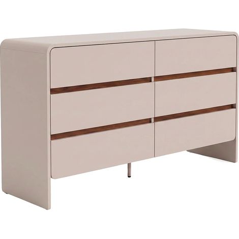 Comò 6 cassetti Beige e naturale scuro - DYSARA (1/5)
