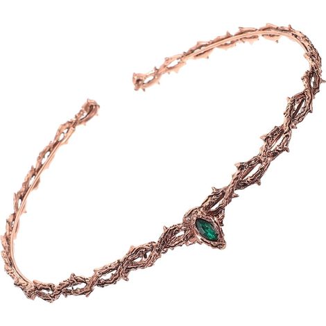 Couronne Medievale Femme Design Épineux Vintage Strass Verts en Alliage, Confortable et Résistante pour Événements Costumés et Performances Théâtrales (1/5)
