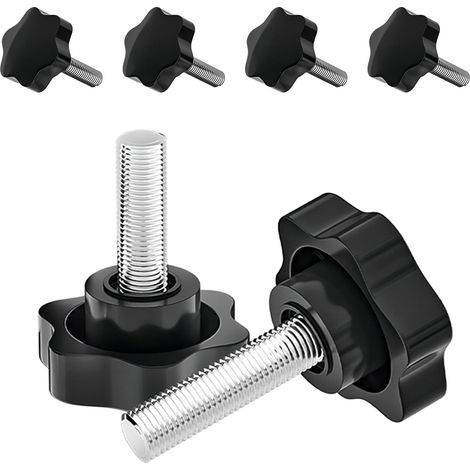 4 Pièces Boutons de Serrage M6 x 16mm Étoile en Plastique Moletées Vis de Serrage Bouton, Vis Fixation Serrage Bouton, Star Vis Moletée (1/5)