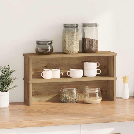 Étagères de cuisine empilables 2 pcs，Étagères de rangement chêne artisanal 60x15x16cm CFW43704 (1/5)