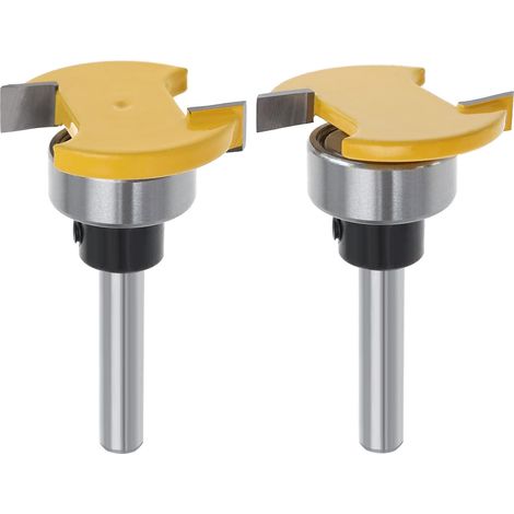 Set di 2 frese per legno per biscotti a gambo 6 mm con fresa a scanalatura a T Fresa per scanalatura, strumento di lavorazione del legno per libreria, 4 mm e 6 x 6,35 mm (1/4)