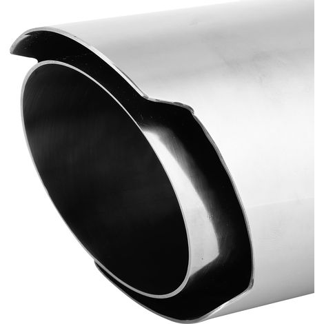 Universelles Edelstahl-Auspuffendrohr mit blauer Beleuchtung, gerader Kante, einzelnes Auspuffendrohr, Durchmesser 63 mm, Einlass- und Auslassdurchmesser 89 mm. (1/5)