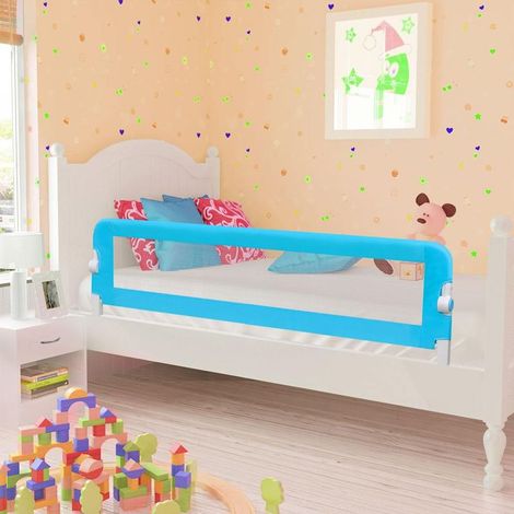 Barrière de lit pour enfant, bleue, 120 x 42 cm, polyester (1/5)