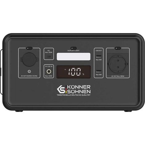 Könner & Söhnen – Centrale électrique portable LifePO4 300W – Autonomie 4000 cycles – Silencieuse pour chargement d'appareils – Idéale pour déplacements (1/7)