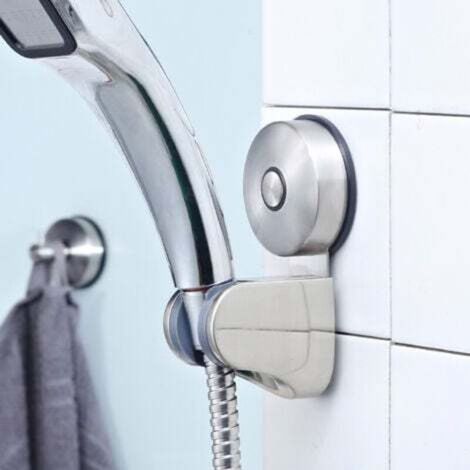 Support de douche à ventouse en Inox Sans Percage Mural Support Pommeau Douchette réglable pour salle de bain Ventouse Support Douchette 4 Angle régl (1/3)