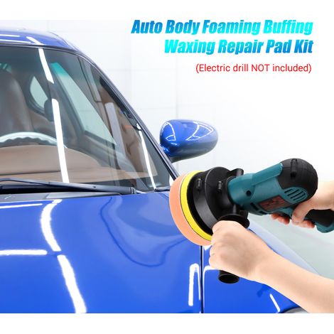 Kit de 11 tampons de polissage auto de 12,7 cm (5 pouces) avec mousse, cire et éponge. Accessoires de polissage auto-adhésifs pour perceuse. Idéal pour l'automobile, la maison, la salle de bain et la