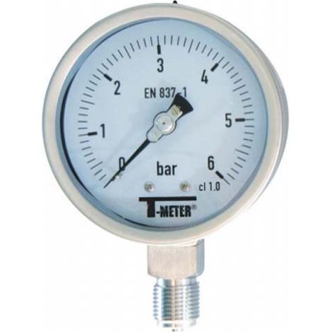 Manomètre TOUT Inox à cadran sec RADIAL Mâle 1/2" (15/21) - Ø100 - Pression 0 / 2.5 bar - Sferaco
