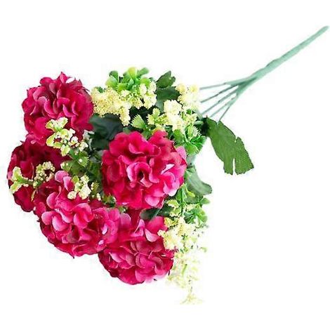 Fleurs artificielles modernes aux couleurs vives et résistantes, hortensias artificiels romantiques pour mariage, fleurs de simulation pour le jardinagerouge vin (1/5)